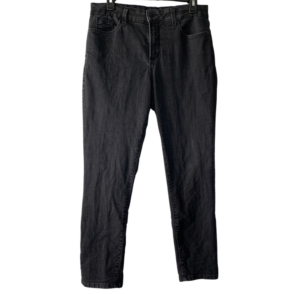 NYDJ Skinny Leg Ankle Jeans Black Charcoal Size 12